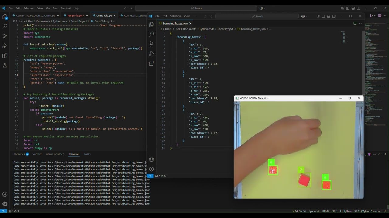 YOLOv11 ONNX Object Detection with JSON Data Logging  Python & OpenCV