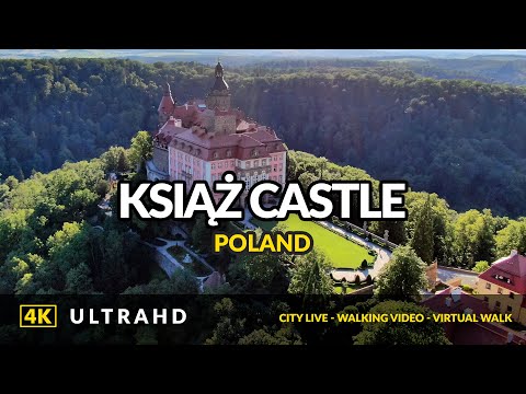 Passeio virtual a pé em 4K pelas câmaras e jardins do Castelo Książ