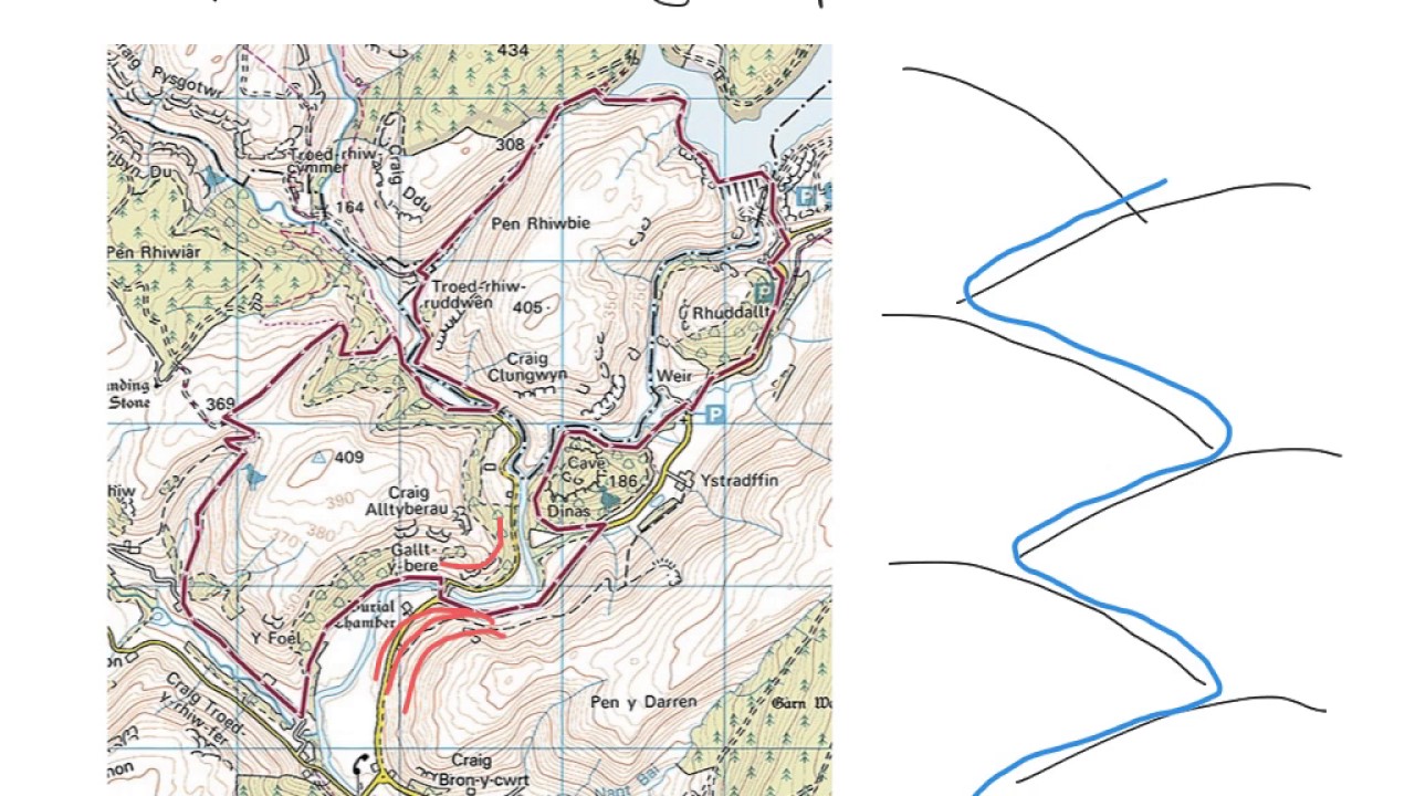 interlocking spurs on OS maps