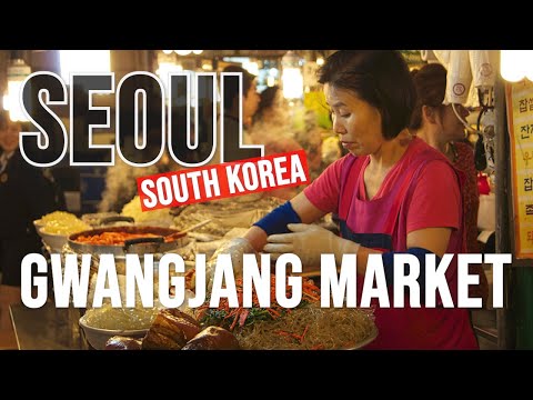 Mercados coreanos tradicionais - Mercado de frutos do mar secos de Jungbu | famoso mercado de Gwangjang - 4K 60 fps UHD