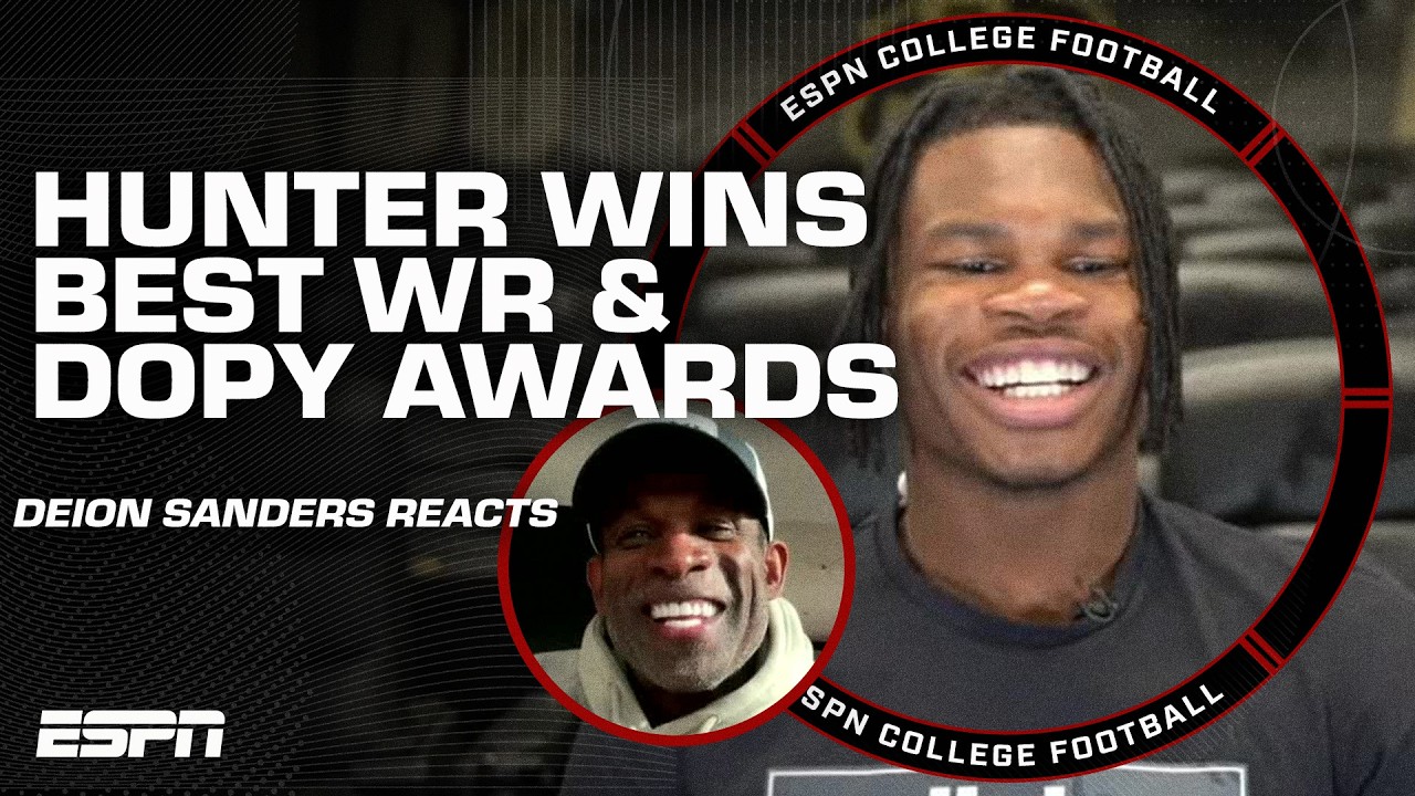 Deion Sanders reacts to Travis Hunter winning the Biletnikoff Outstanding Receiver award 🏆