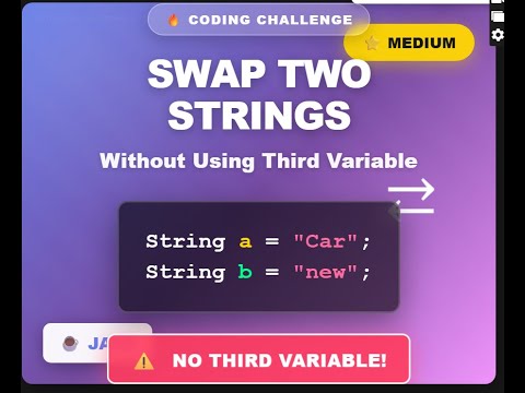 Swap Two Strings Without Using Third Variable In Java Most Asked Interview Question