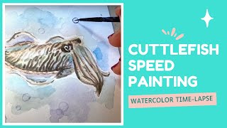 Cuttlefish Speed Painting- Watercolor Time-Lapse