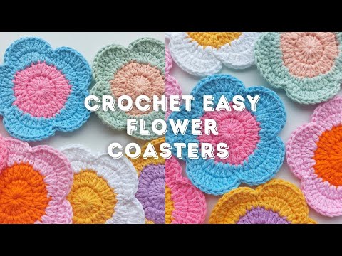 Crochet Tutorial: How to make quick and easy crochet flower coasters.