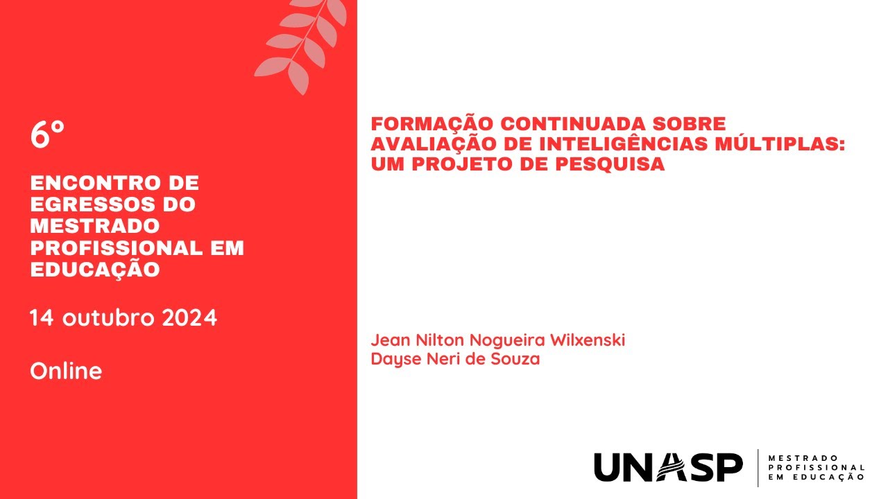 Formação Continuada sobre Avaliação de Inteligências Múltiplas: um projeto de pesquisa