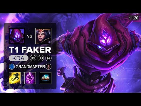 T1 Faker Malzahar Mid vs LeBlanc - EUW GrandMaster - Season 11 Patch 11.20