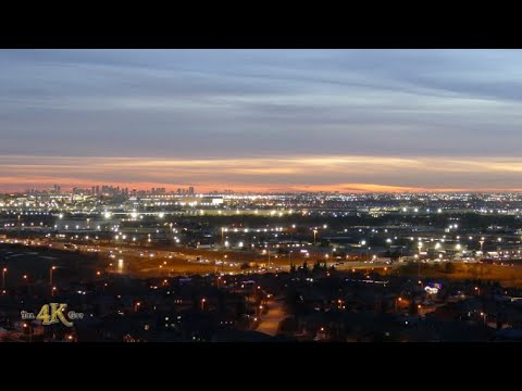 One hour beautiful pink sunset progress over the...