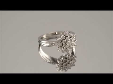 9ct White Gold 12pt Diamond Three Tier Cluster Ring - D6684