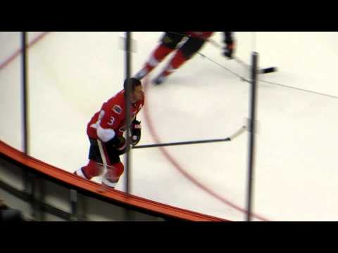 Marc Methot during pre-game warm-up at the Islanders @ Senators hockey game