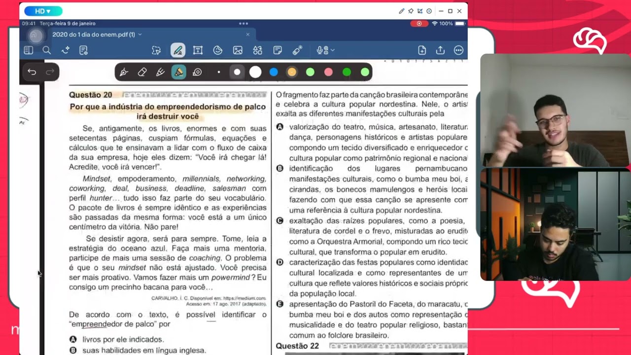 Resolução em Vídeo — Questão 20 ENEM 2020