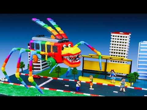 ✋ Making BUS EATER SCP 2086 RAINBOW in the city | Leovincible &Trevor Henderson Creatures with Clay