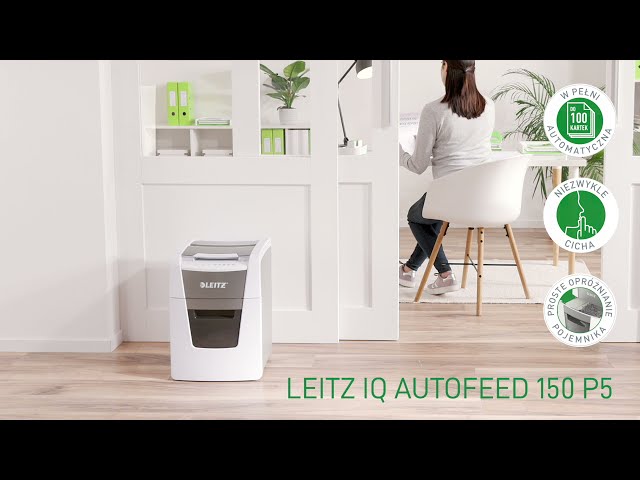 Leitz IQ 150 Autoalimentação P5 Trituradora de Papel Automática Micro Corte P-5 - Autoalimentação 150 Folhas, Manual 6 Folhas - Cesto de 44L - Cor Branca 80140000 - vídeo 1