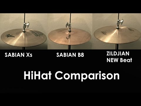 Hihat 14" Comparison - SABIAN Xs vs. SABIAN B8 vs. ZILDJIAN New Beat (No professional mic recording)