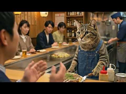 【単発バイト猫のハル】ハル、お好み焼き屋さんでバイトしてみた！Part-Time Cat：Haru Tries Working at an Okonomiyaki Restaurant!