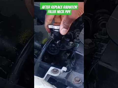 Steps after replacing radiator filler neck pipe, engine start, pressure cap removal, coolant refill