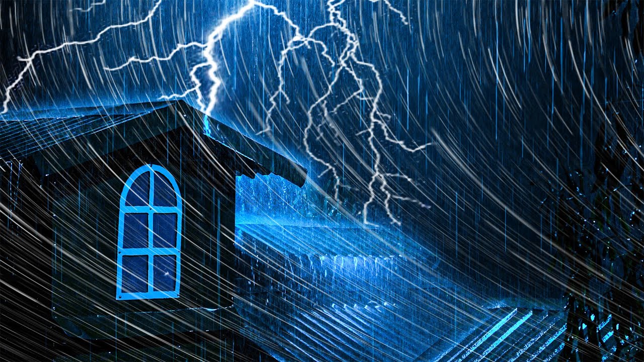 Beat Insomnia Fast with Intense Rainstorm & Loud Thunder Sounds on Tin Roof for Deep Sleep at Night