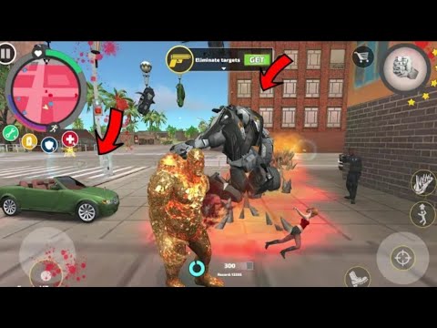 Rope Hero Vice Town (Stone Giant Fight Fly Car Robot) Stone Giant jumped on Roads - Gameplay HD