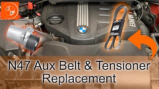 BMW N47/ N57 - How to replace Aux drive belt & Tensioner (Stop squeaking and chirping)