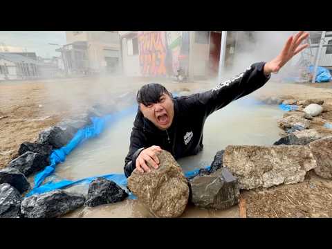 友達の家に巨大な露天風呂をドリルで作ってみた【ドッキリ】