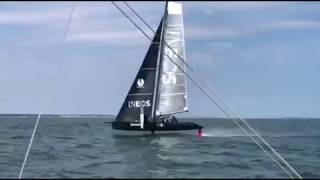 AC36: First video of INEOS Team UK foil-borne on their 28' test monohull, which we have dubbed t