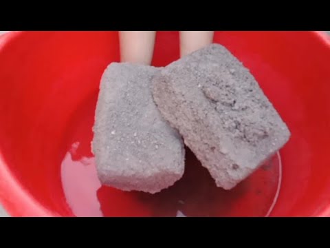 OMG Dusty crunchy GREY CONCRETE CRUMBLE DRY ON FLOOR AND WATER 💦💦💦 satisfying sound asmr