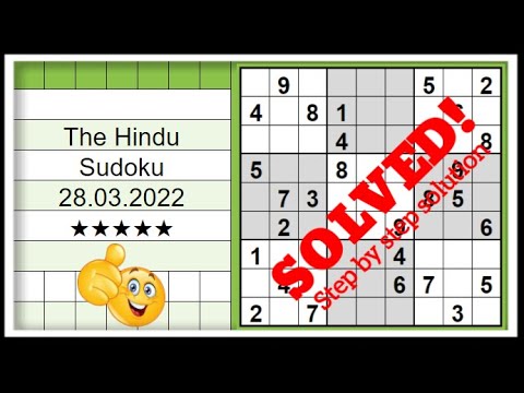 🔴🔊How to Solve The Hindu Sudoku 5 Star | Step by Step Solution | 28.03.2022|  Level ★★★★★