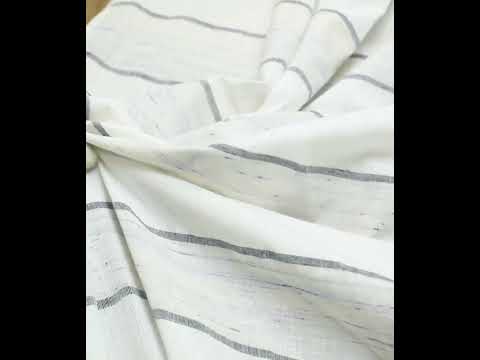 Stripe White Black Futki Linen Cotton 120 GSM Handwoven Fabric — video