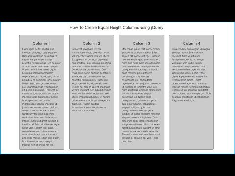 How To Make Equal Height Columns Using jQuery