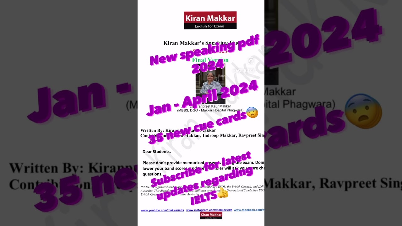 New speaking pdf 2024| jan - april 2024 new makkar speaking pdf| speaking pdf 2024#ielts