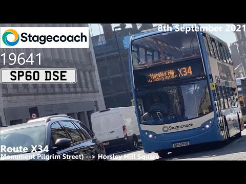 Stagecoach North East: 19641 on Route X34 to Horsley Hill (UK Bus Timelapse #41)