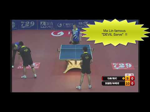 Ma Lin Chen Qi tricks in Exhibition Match(vs. Lin Minghe / Zhang GuoZhi 2014 DoubleFish Cup Final)
