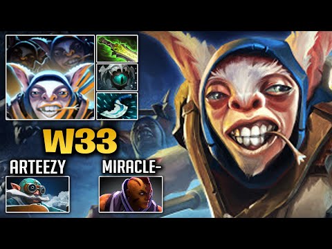 W33 - Meepo 7.24b Mid w/ Arteezy [Gyro] VS Miracle- [Anti Mage] | Dota 2 Pro MMR Gameplay