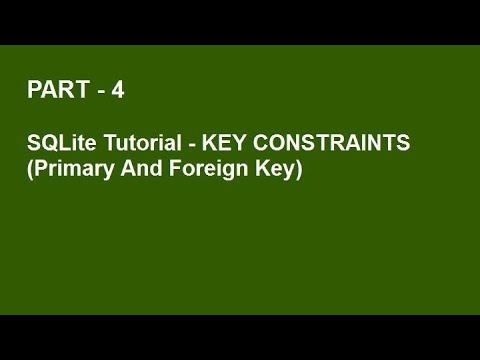 Sqlite Tutorial Part 4 Keys In Sqlite