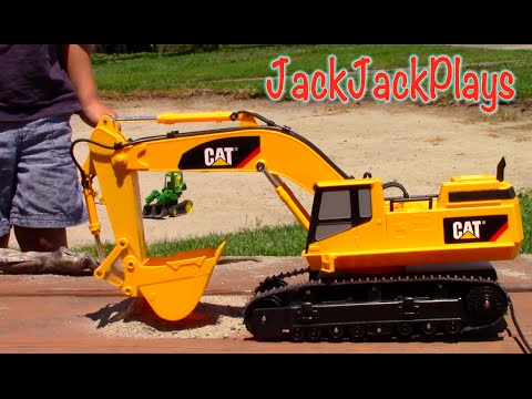 RC Excavator Toy UNBOXING! Construction Trucks and Diggers Pretend Play | JackJackPlays