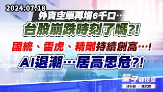 【量子戰情室】#陳武傑0718 外資空單再增6千口…台股崩跌時刻了嗎?!國統、雷虎、精剛持續創高…!!AI退潮…居高思危?! (圖)