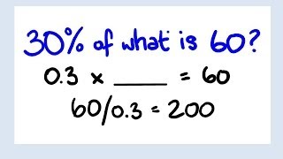 Percent of a unknown number - percentage math lesson