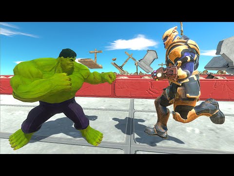HULK VS THANOS SUPER T-REX DEATH RUN - Animal Revolt Battle Simulator
