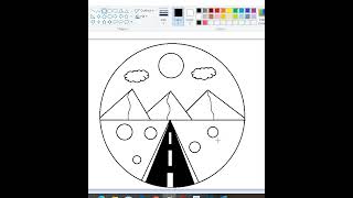 Circle scenery draw#shorts# Drawing vedio.landscape drawing with ms paint#viralshorts#sjb learnin 21