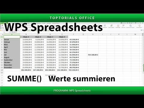 Werte zusammen rechnen / Summieren (WPS Spreadsheets)