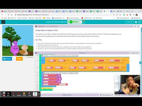 Code.org CSD Unit 3, Lesson 19 --- Collision Detection