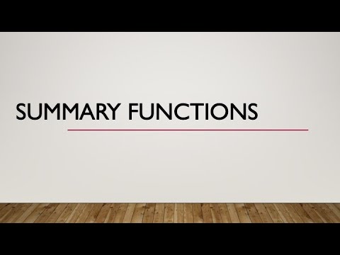 Summary Functions in R
