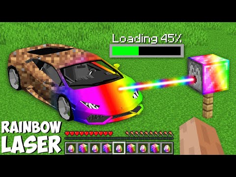 Lemon Craft - I can USE RAINBOW LASER TO UPGRADE DIRT CAR in Minecraft ! NEW RAINBOW SUPER CAR !