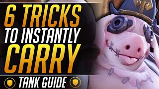 Top 6 SECRETS to INSTANTLY CARRY with ANY TANK HERO -  Grandmaster Tips and Tricks - Overwatch Guide