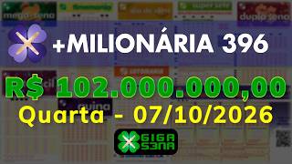 Resultado da +Milionária 396, Quarta-feira, 07/10/2026