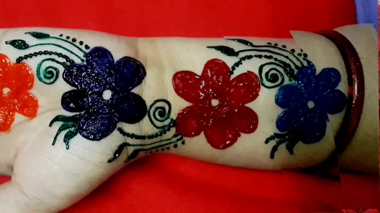 multi color mehndi deisgn for hands by madhvi rashmi