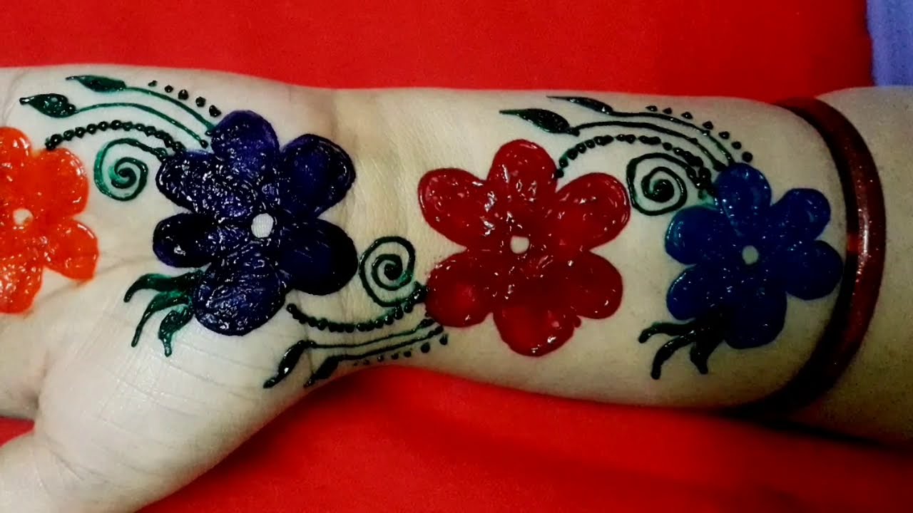 multi color mehndi deisgn for hands by madhvi rashmi