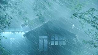 Fall Asleep Fast in 3 Minutes on Thunderstorm Night ⛈️ Heavy Rain on Tin Roof, Mighty Thunder & Wind