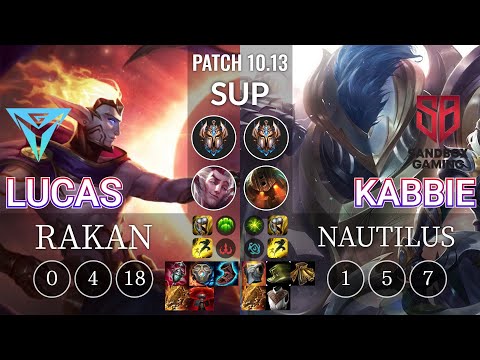 IGY Lucas Rakan vs SB Kabbie Nautilus Sup - KR Patch 10.13