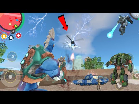 Rope Hero: Vice Town (Lightning fell on helicopter) Helicopter Crash on Base - Android Gameplay HD