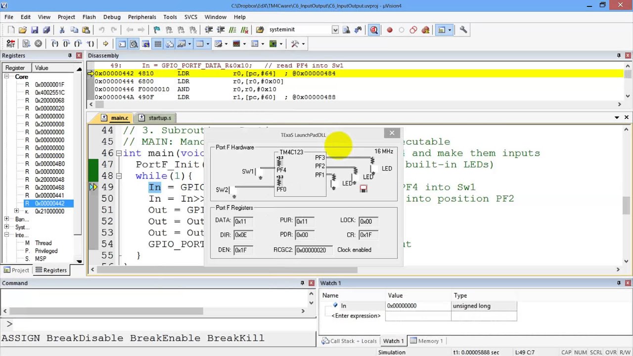 Lab8F Debugging tips in Keil